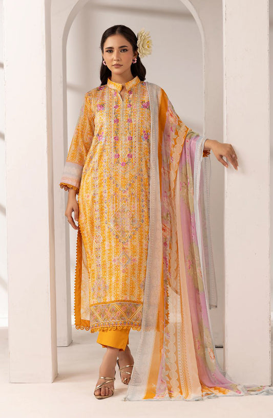 Khoobsurat by Al Karim Embroidered Lawn Unstitched 3 Piece Suit - MP-1207 - AK26KHB - Yellow - Summer Collection