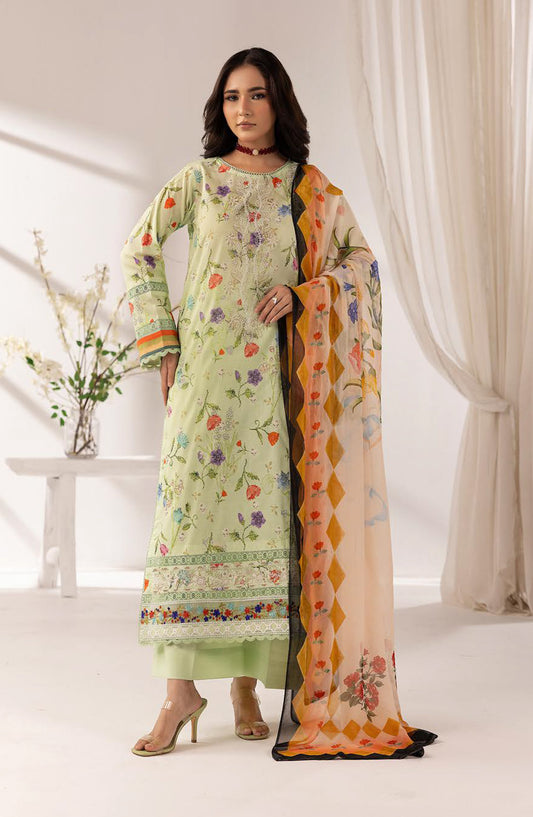 Khoobsurat by Al Karim Embroidered Lawn Unstitched 3 Piece Suit - MP-1203 - AK26KHB - Green - Summer Collection