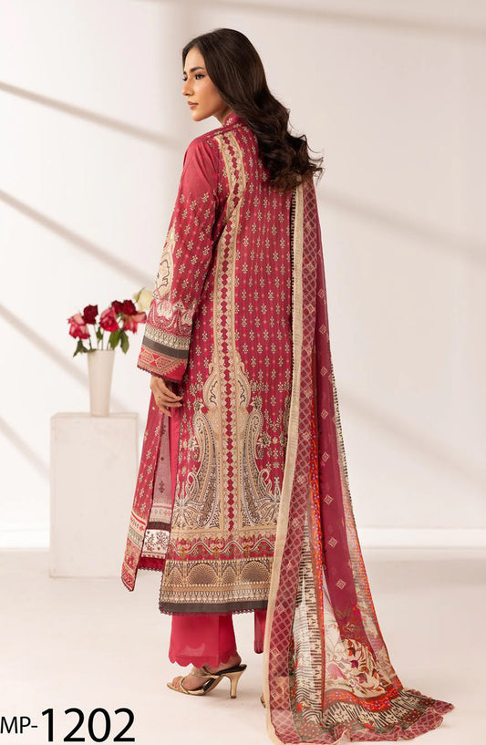 Khoobsurat by Al Karim Embroidered Lawn Unstitched 3 Piece Suit - MP-1202 - AK26KHB - Red - Summer Collection