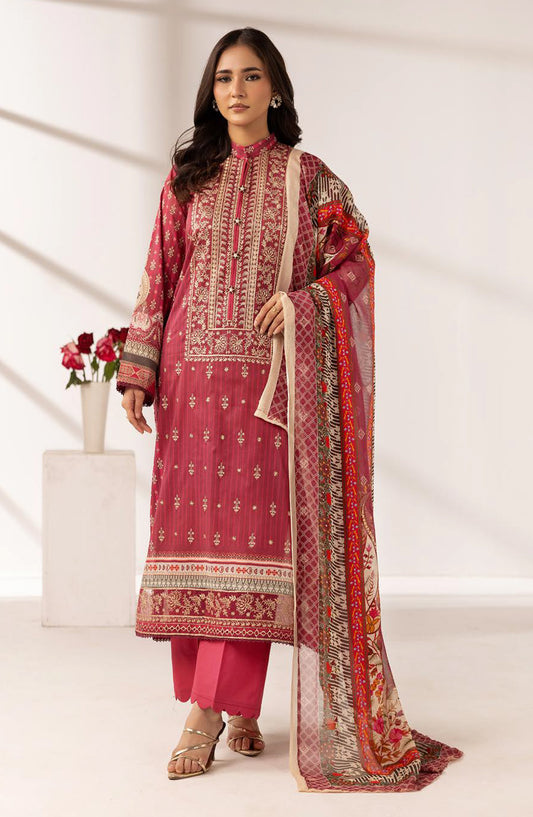 Khoobsurat by Al Karim Embroidered Lawn Unstitched 3 Piece Suit - MP-1202 - AK26KHB - Red - Summer Collection