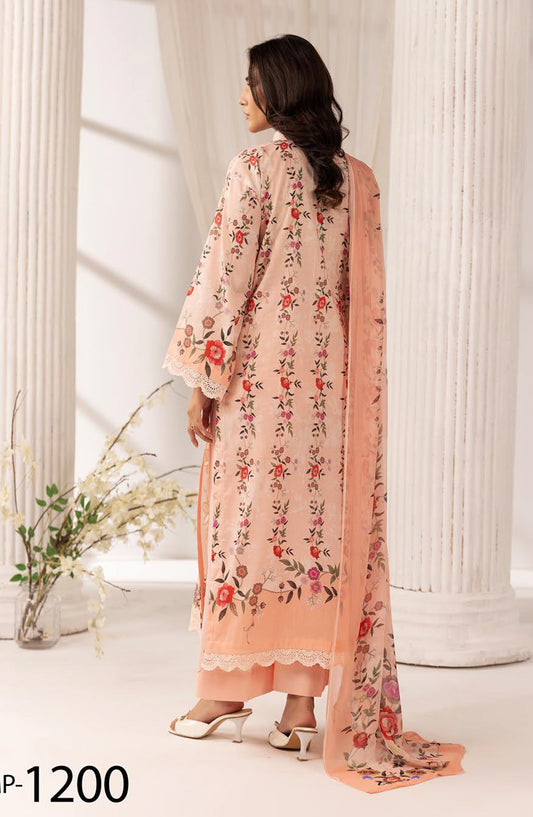 Khoobsurat by Al Karim Embroidered Lawn Unstitched 3 Piece Suit - MP-1200 - AK26KHB - Pink - Summer Collection