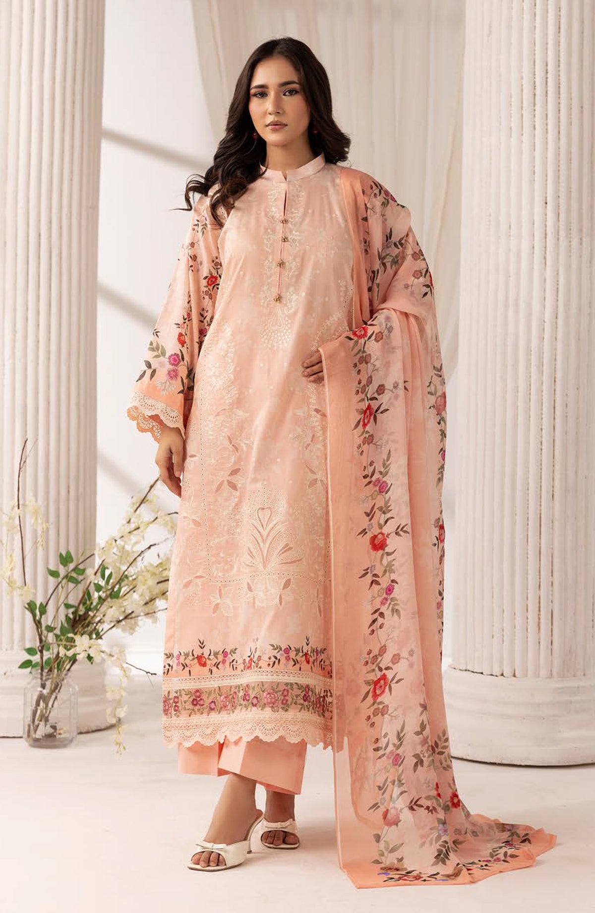 Khoobsurat by Al Karim Embroidered Lawn Unstitched 3 Piece Suit - MP-1200 - AK26KHB - Pink - Summer Collection