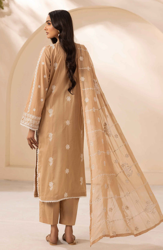 Khoobsurat by Al Karim Embroidered Lawn Unstitched 3 Piece Suit - LS-611 - AK26LW - Beige - Summer Collection