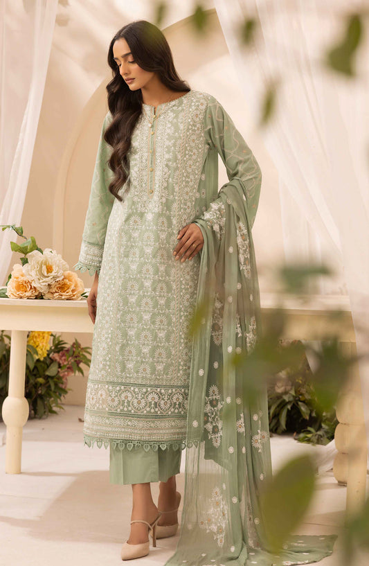 Khoobsurat by Al Karim Embroidered Lawn Unstitched 3 Piece Suit - LS-606 - AK26LW - Green - Summer Collection