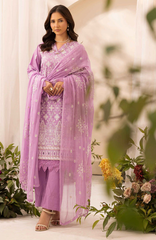 Khoobsurat by Al Karim Embroidered Lawn Unstitched 3 Piece Suit - LS-605 - AK26LW - Purple - Summer Collection