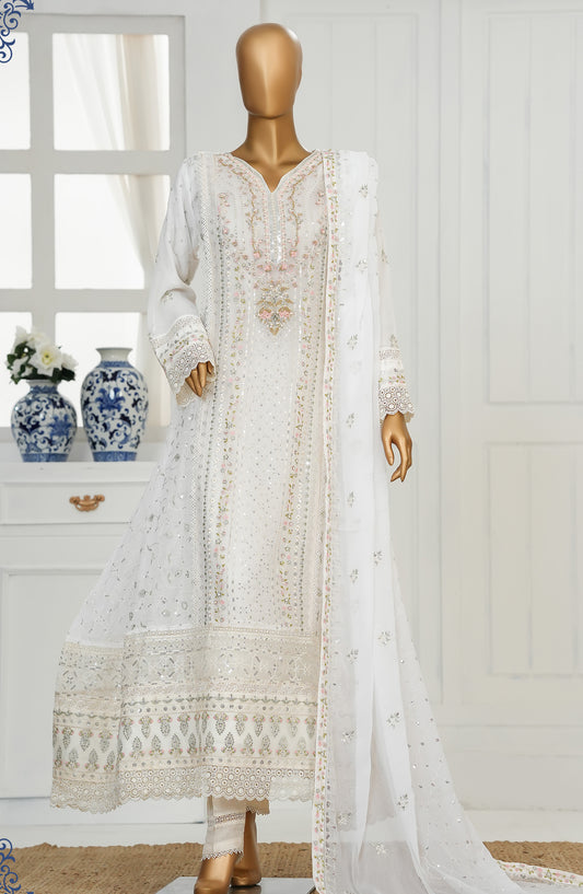 Khwabeeda by Maria Fabrics Embroidered Chiffon Stitched 3 Piece Suit - Nayla - MRF25KH - White - Formals Collection