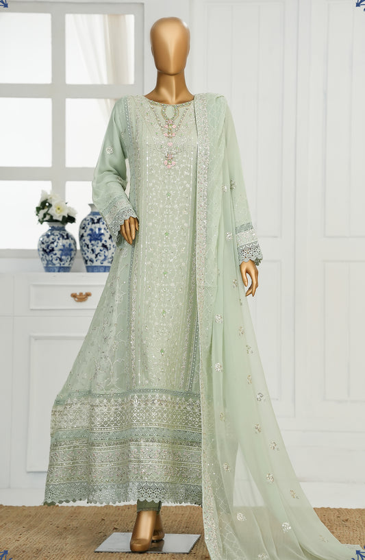 Khwabeeda by Maria Fabrics Embroidered Chiffon Stitched 3 Piece Suit - Shahira - MRF25KH - Green - Formals Collection