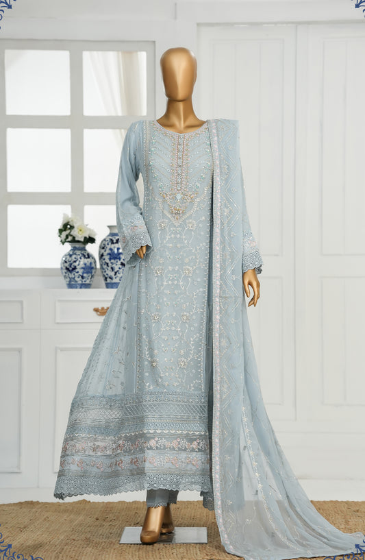 Khwabeeda by Maria Fabrics Embroidered Chiffon Stitched 3 Piece Suit - Pareeza - MRF25KH - Blue - Formals Collection