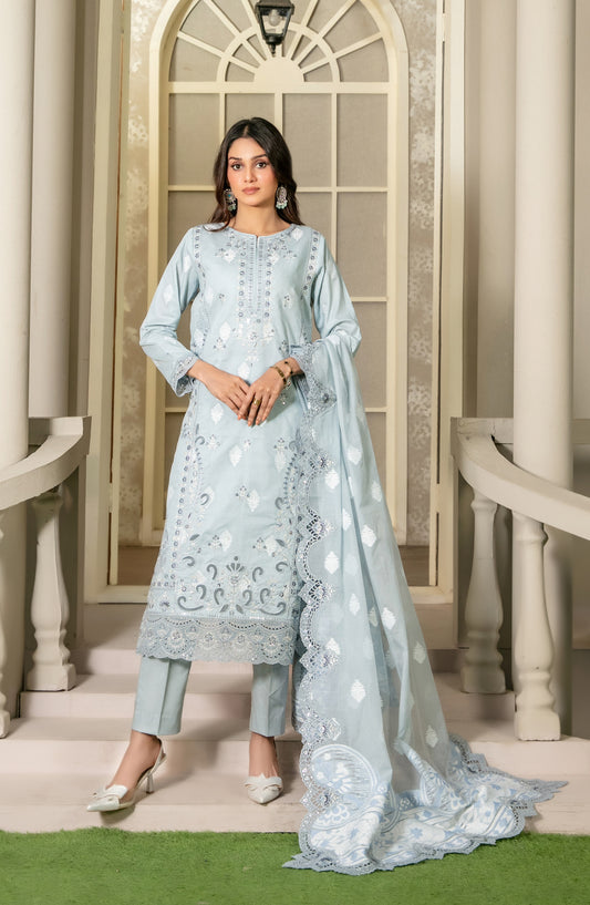 Khwaish by Tawakkal Fabrics Embroidered Broshia Lawn Unstitched 3 Piece Suit - D-2624 - TF26KW - Blue - Summer Collection