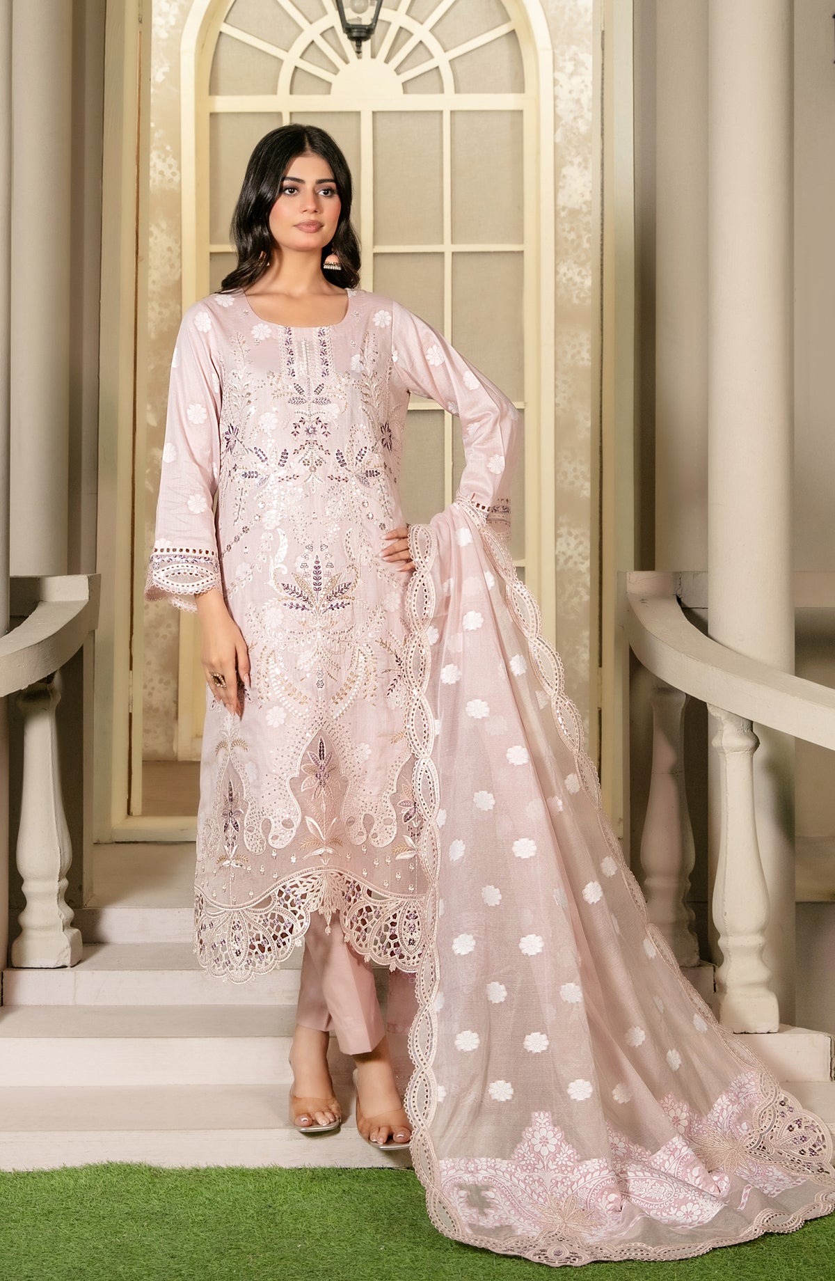 Khwaish by Tawakkal Fabrics Embroidered Broshia Lawn Unstitched 3 Piece Suit - D-2623 - TF26KW - Pink - Summer Collection