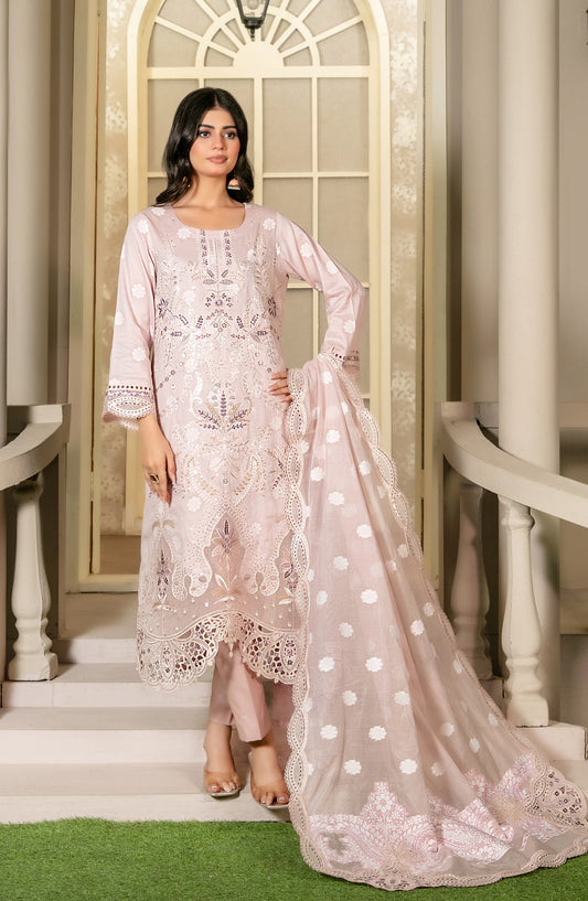 Khwaish by Tawakkal Fabrics Embroidered Broshia Lawn Unstitched 3 Piece Suit - D-2623 - TF26KW - Pink - Summer Collection