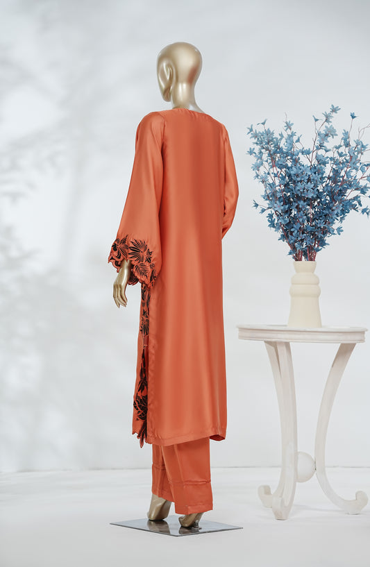 Kiara Luxe Silk by Amna Khadija Embroidered Shamooz Silk Stitched 2 Piece Suit - KLS-01 - AM26KRLS - Peach - Luxury Collection