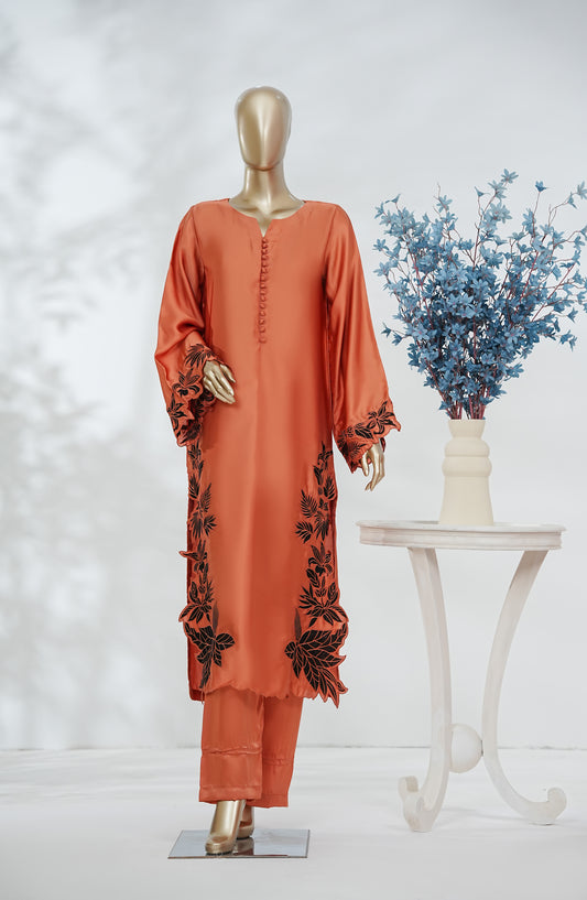 Kiara Luxe Silk by Amna Khadija Embroidered Shamooz Silk Stitched 2 Piece Suit - KLS-01 - AM26KRLS - Peach - Luxury Collection
