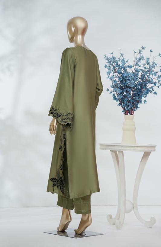 Kiara Luxe Silk by Amna Khadija Embroidered Shamooz Silk Stitched 2 Piece Suit - KLS-02 - AM26KRLS - Green - Luxury Collection