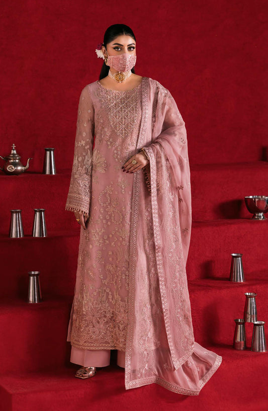 Kohinoor by Flossie Embroidered Luxury Chiffon Unstitched 3 Piece Suit - KOH-09 - FLS25KHN - Pink - Luxury Collection
