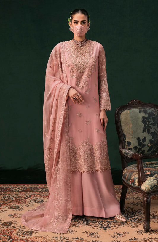Kohinoor by Flossie Embroidered Luxury Chiffon Unstitched 3 Piece Suit - KOH-09 - FLS25KHN - Pink - Luxury Collection