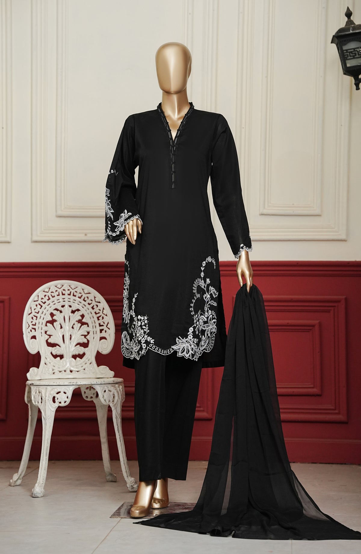 Koyal Monochrome by Amna Khadija Embroidered Lawn Stitched 3 Piece Suit - KME-01 - AM26KOM - Black - Summer Collection