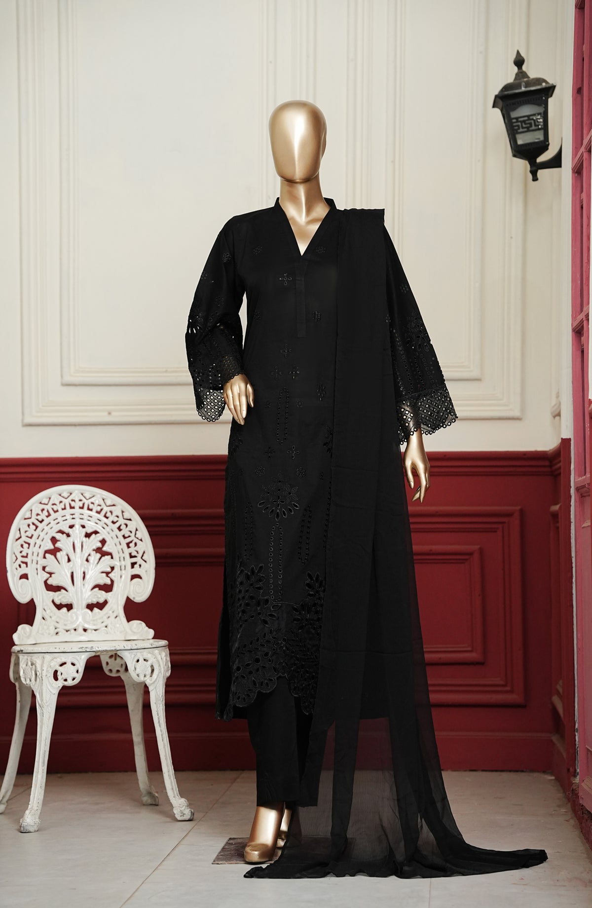 Koyal Monochrome by Amna Khadija Embroidered Lawn Stitched 3 Piece Suit - KME-02 - AM26KOM - Black - Summer Collection