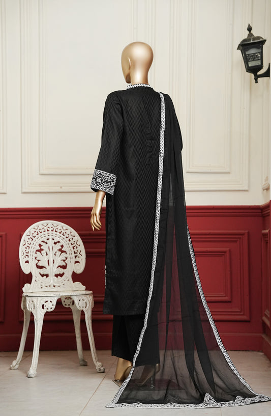 Koyal Monochrome by Amna Khadija Embroidered Lawn Stitched 3 Piece Suit - KME-03 - AM26KOM - Black - Summer Collection