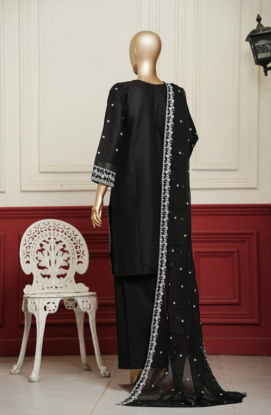 Koyal Monochrome by Amna Khadija Embroidered Lawn Stitched 3 Piece Suit - KME-04 - AM26KOM - Black - Summer Collection
