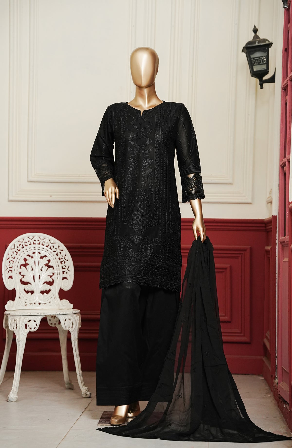 Koyal Monochrome by Amna Khadija Embroidered Lawn Stitched 3 Piece Suit - KME-05 - AM26KOM - Black - Summer Collection