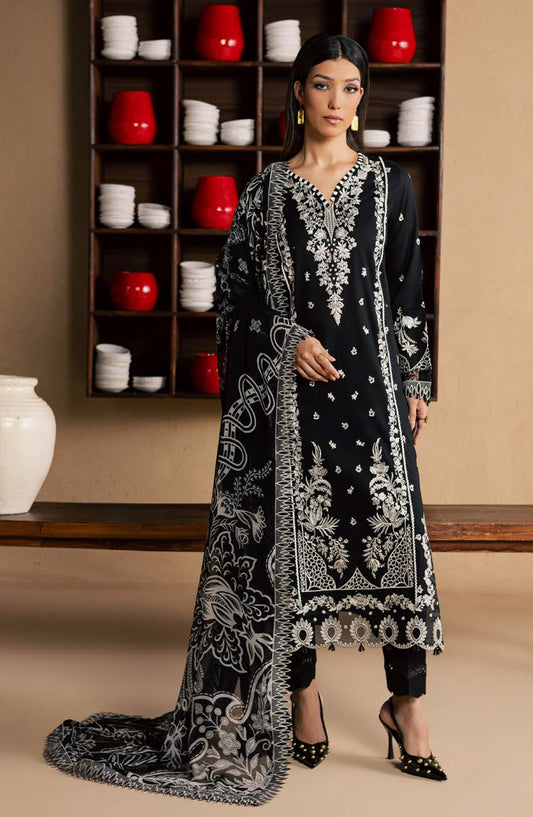 Koyal by Nureh Embroidered Lawn Unstitched 3 Piece Suit - NE-267 - NL26KOB - Black - Summer Collection