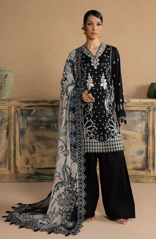 Koyal by Nureh Embroidered Lawn Unstitched 3 Piece Suit - NE-264 - NL26KOB - Black - Summer Collection