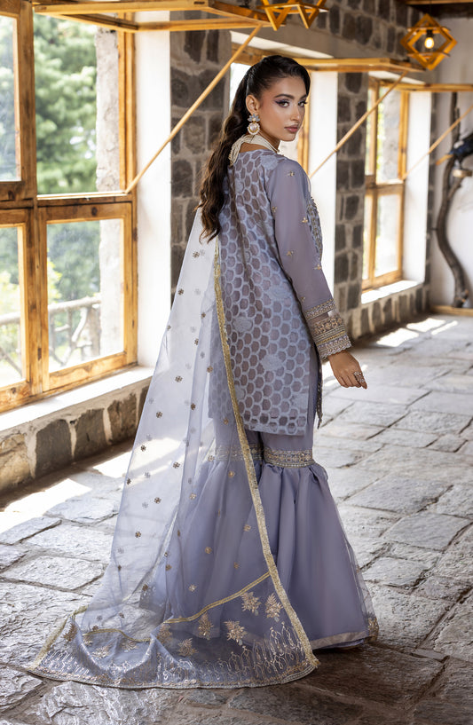 Kumari by Diara Couture Embroidered Organza Stitched 3 Piece Suit - SHAHNOOR - DC25KMR - Grey - Luxury Collection