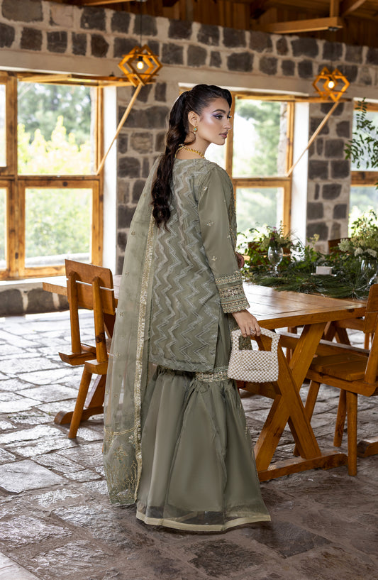 Kumari by Diara Couture Embroidered Organza Stitched 3 Piece Suit - SHAHNOOR - DC25KMR - Mint - Luxury Collection