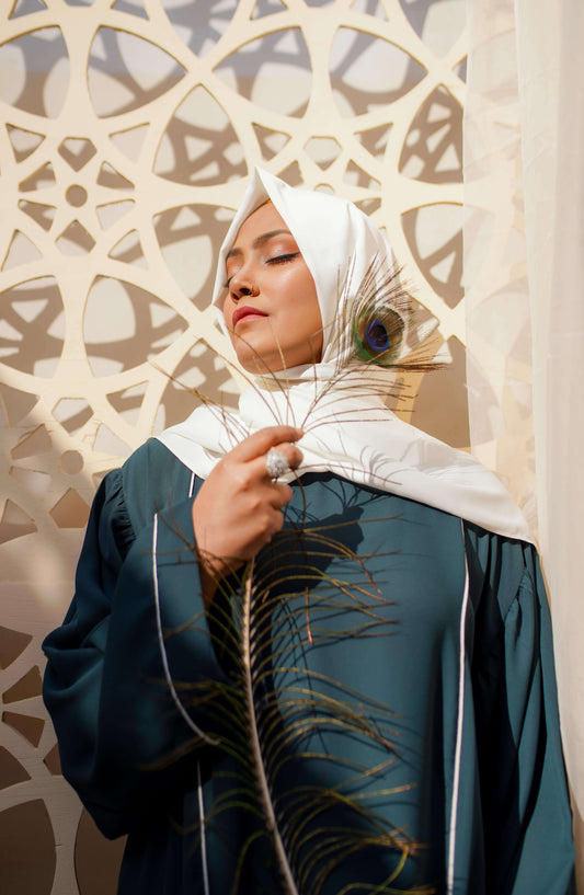 La Khilaba Daily Wear Printed High Quality Georgette - Teal Charm - LKH25DWA - Abaya Collection