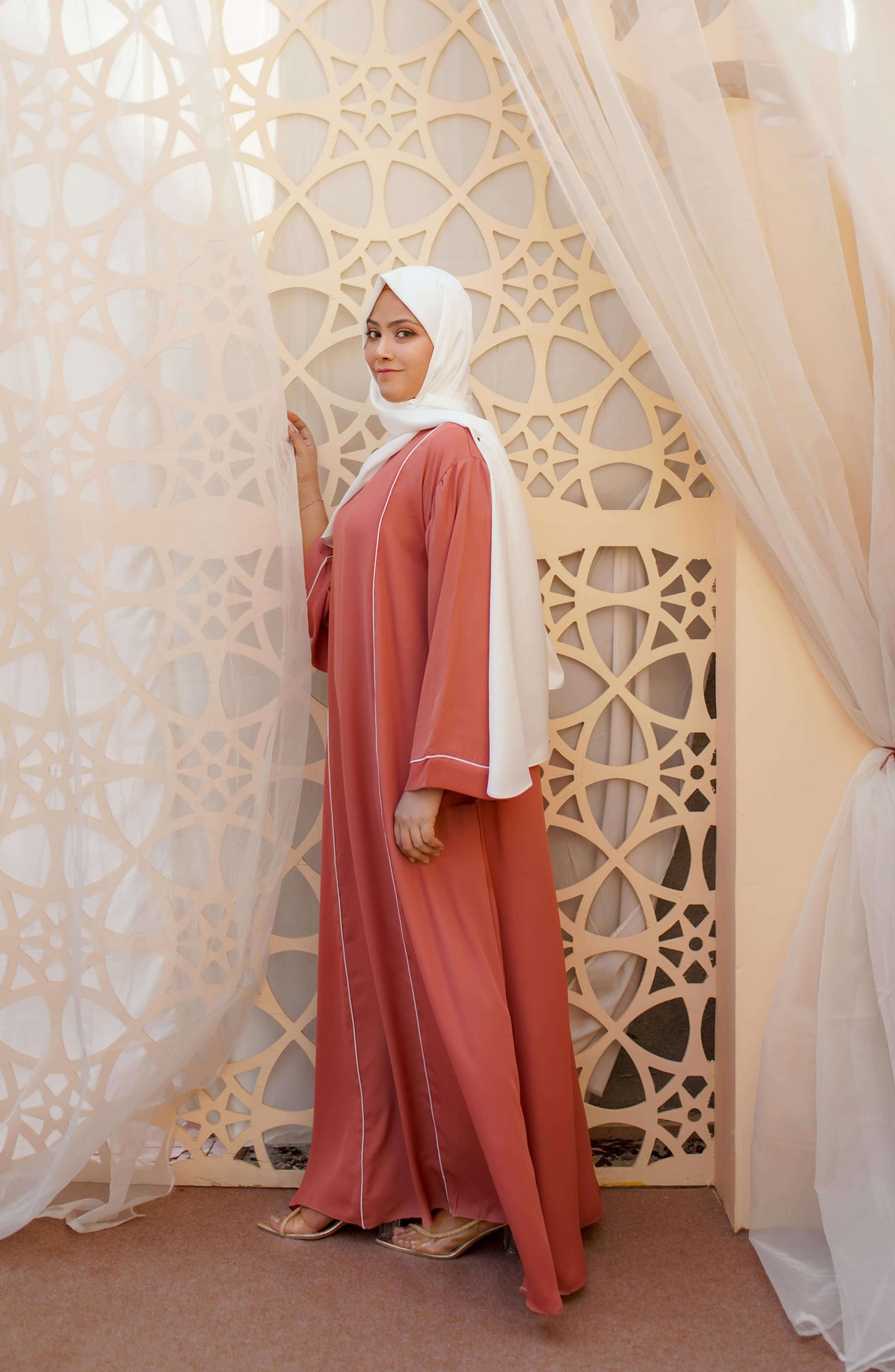 La Khilaba Daily Wear Printed High Quality Georgette - Rust Charm - LKH25DWA - Abaya Collection