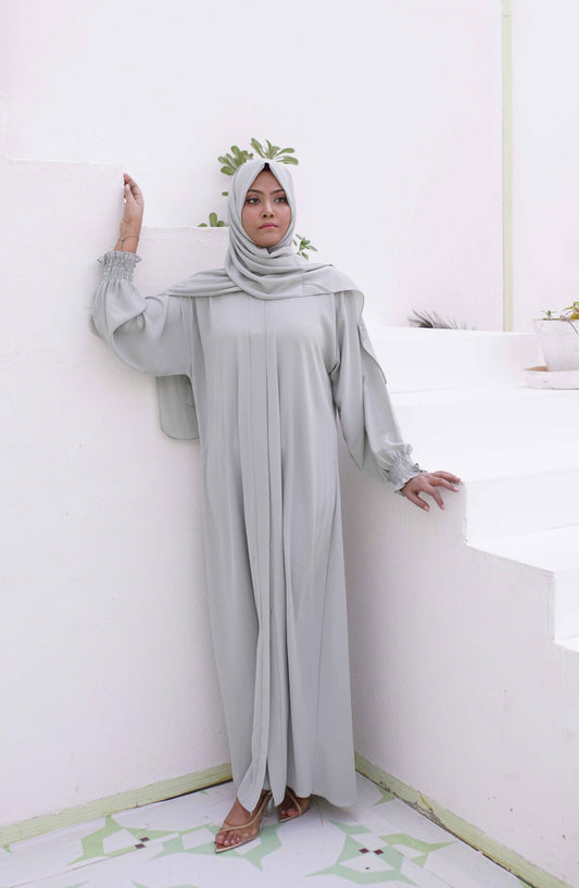 La Khilaba Daily Wear Printed Soft flowy high grade Georgette - Mint Open-Abaya Set - LKH25DWA - Abaya Collection