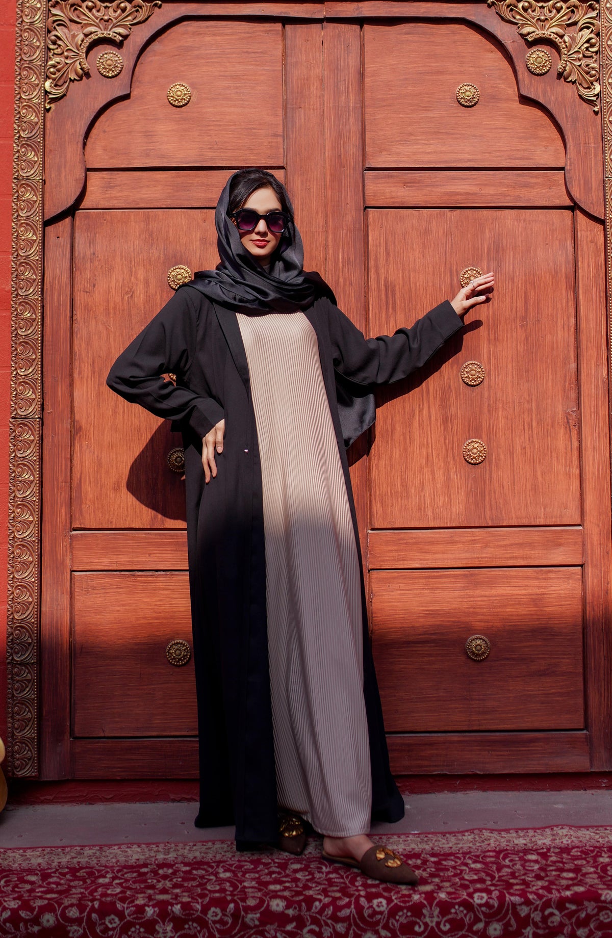 La Khilaba Daily Wear Printed Double Georgette - Black Coat Style Abaya - LKH25DWA - Abaya Collection