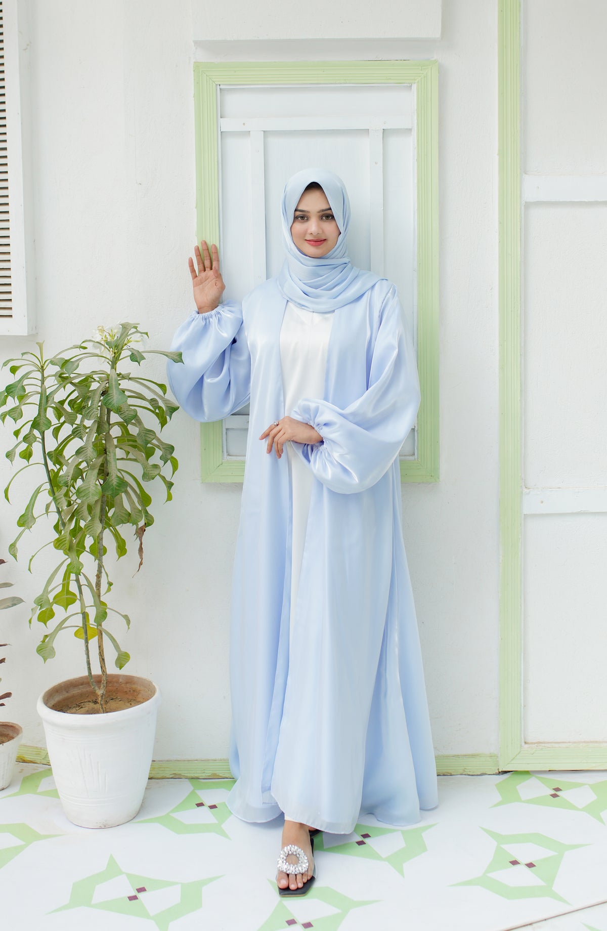 La Khilaba Festive Wear Printed Premium Finest Organza with High-Quality Satin Lining - Stardust Luxury Abaya - LKH25FSW - Abaya Collection