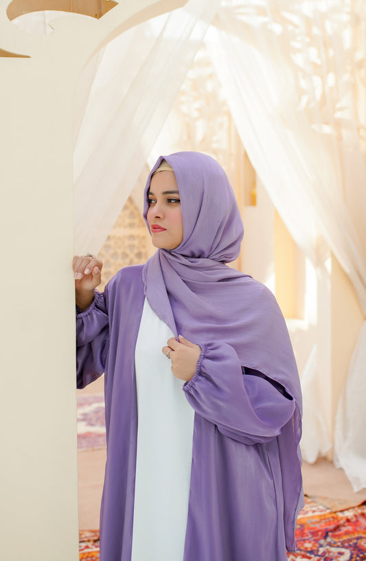 La Khilaba Festive Wear Printed Premium Organza with High-Quality Satin lining - Plum Purple Luxury Abaya - LKH25FSW - Abaya Collection