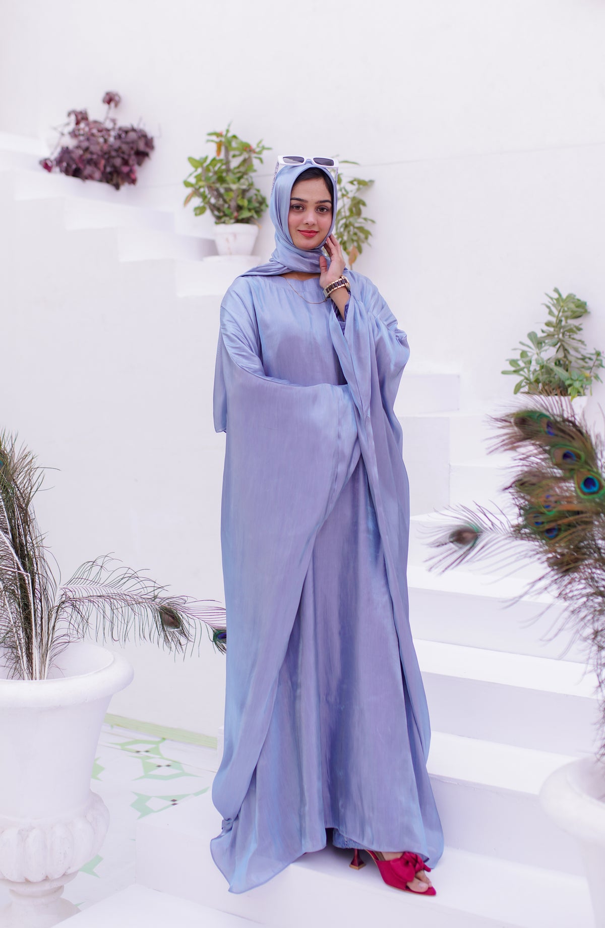 La Khilaba Festive Wear Printed Lava Silk - Lustrous Kaftan Set Abaya - LKH25FSW - Abaya Collection