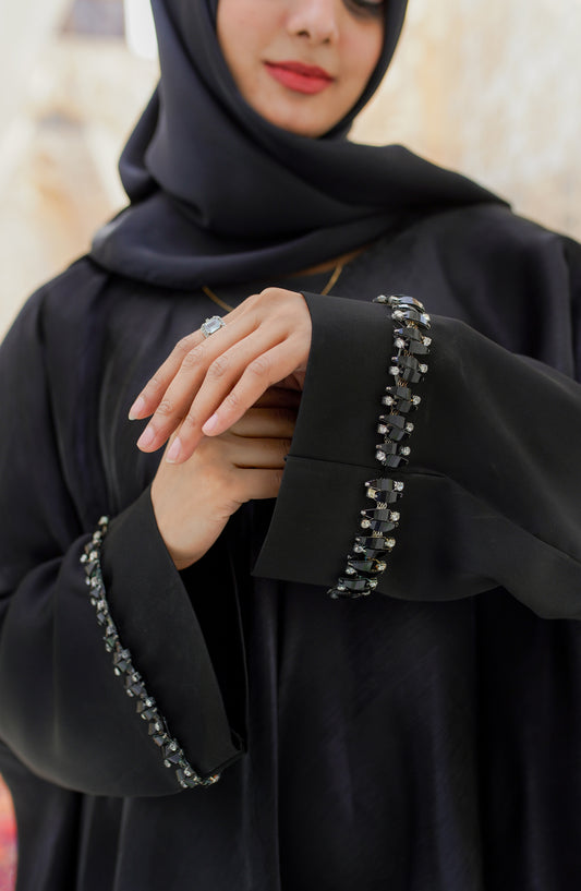 La Khilaba Festive Wear Embroidered Premium Nida - Embellished Closed Abaya - LKH25FSW - Abaya Collection