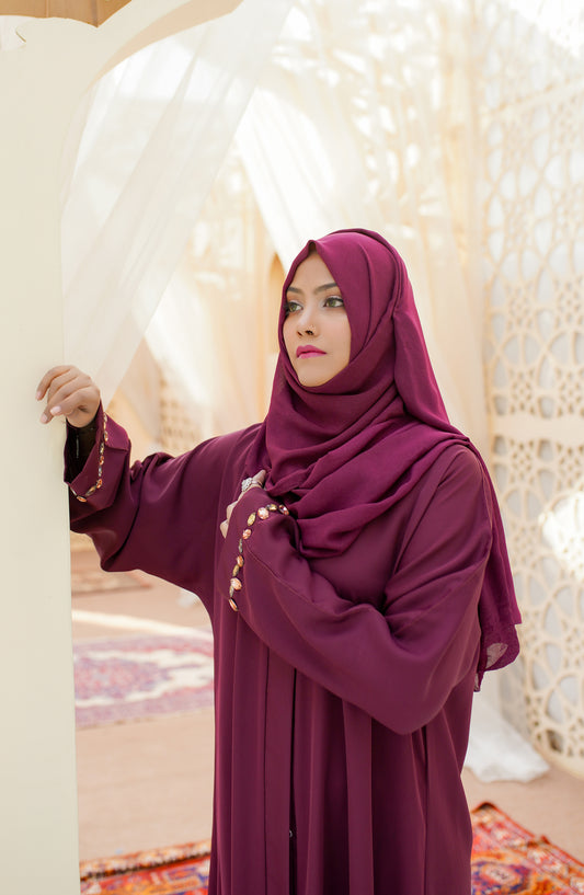 La Khilaba Festive Wear Embroidered Korean Nida - Desert Embellish Abaya - LKH25FSW - Abaya Collection