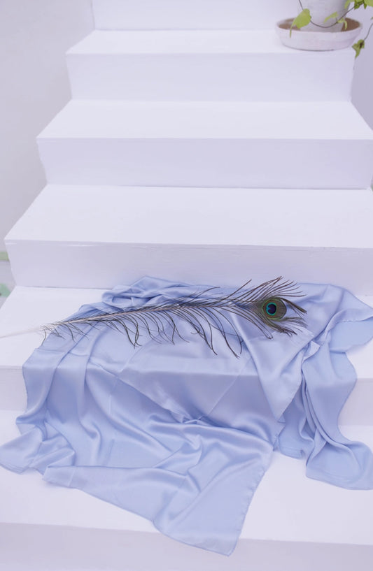 La Khilaba Printed Crinkle Silk Women Scarfs - 11 Silver - LKH25SC - Hijabs Collection