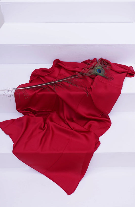 La Khilaba Printed Crinkle Silk Women Scarfs - 10 Ruby - LKH25SC - Hijabs Collection