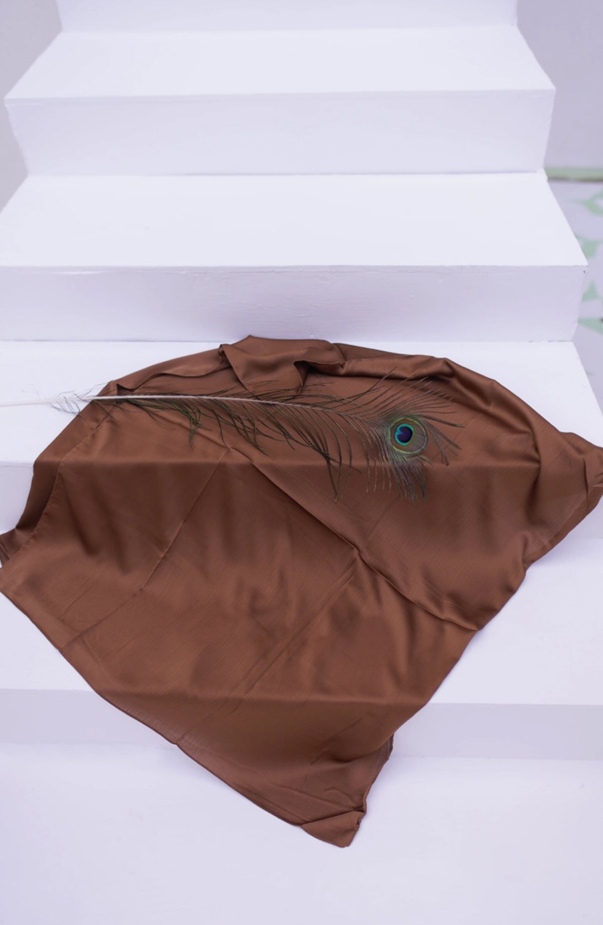 La Khilaba Printed Crinkle Silk Women Scarfs - 07 Gold Brown - LKH25SC - Hijabs Collection