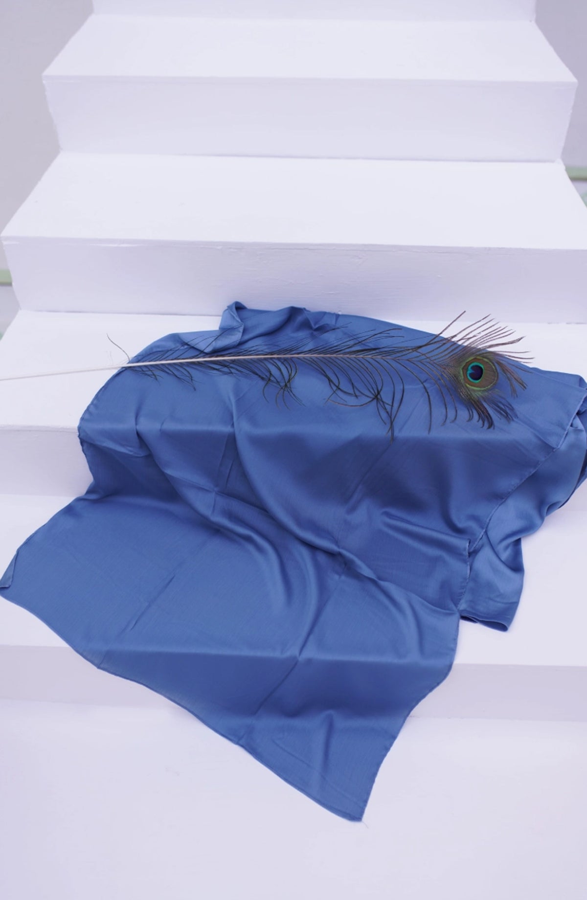 La Khilaba Printed Crinkle Silk Women Scarfs - 06 Cool Blue - LKH25SC - Hijabs Collection