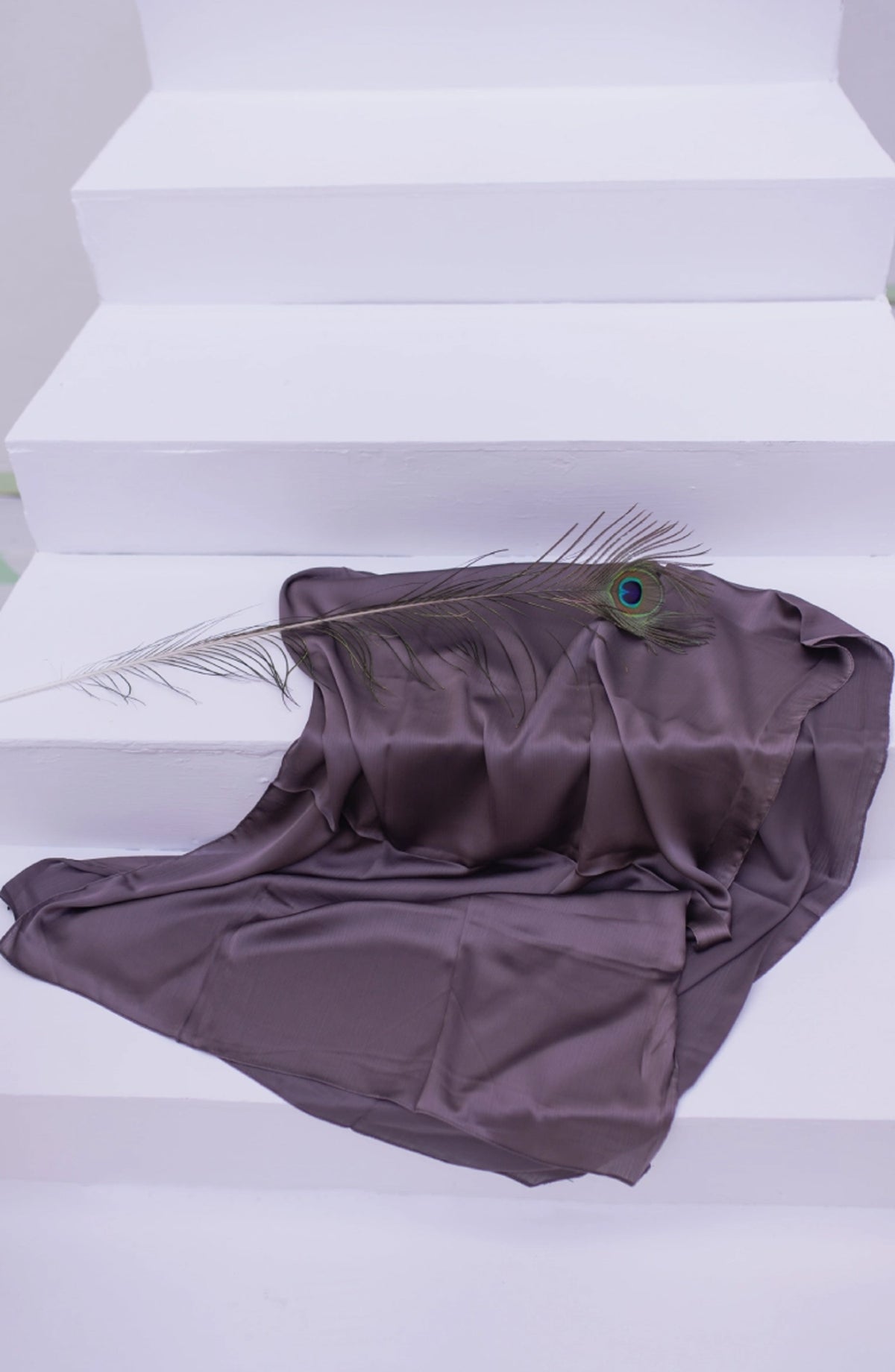 La Khilaba Printed Crinkle Silk Women Scarfs - 05 Charcoal - LKH25SC - Hijabs Collection