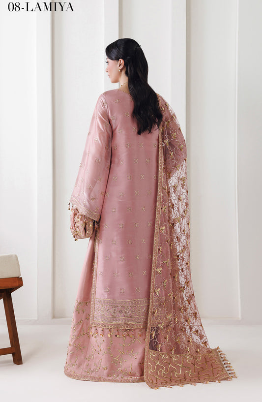La Ruhe by Alizeh Embroidered Sheesha Silk Unstitched 3 Piece Suit - 08 Lamiya - ALZ26LRH - Pink - Festive Collection