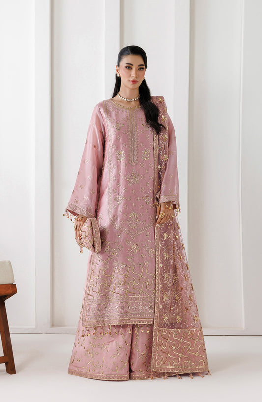 La Ruhe by Alizeh Embroidered Sheesha Silk Unstitched 3 Piece Suit - 08 Lamiya - ALZ26LRH - Pink - Festive Collection