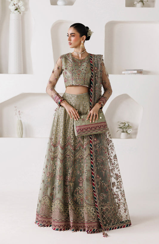 La Ruhe by Alizeh Embroidered Net Unstitched 3 Piece Suit - 07 Grace - ALZ26LRH - Green - Festive Collection