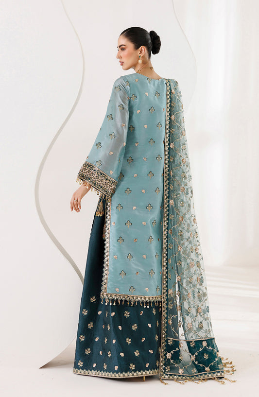 La Ruhe by Alizeh Embroidered Sheesha Silk Unstitched 3 Piece Suit - 05 Scotch - ALZ26LRH - Blue - Festive Collection