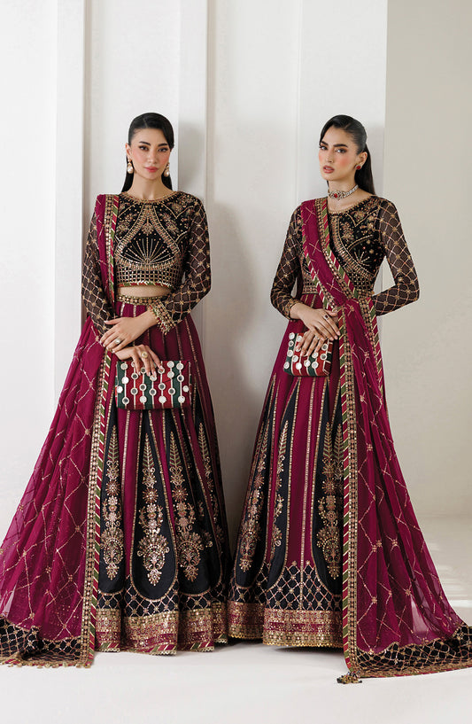 La Ruhe by Alizeh Embroidered Chiffon Unstitched 3 Piece Suit - 04 Nevra - ALZ26LRH - Black - Festive Collection