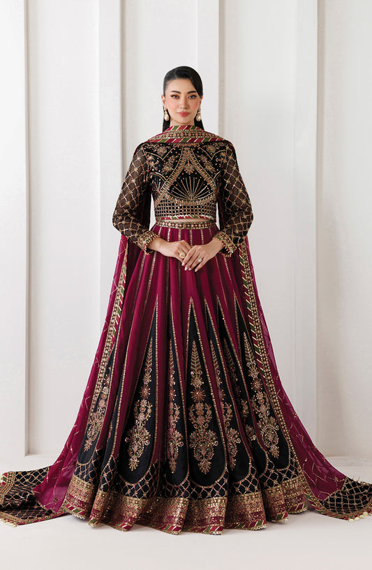 La Ruhe by Alizeh Embroidered Chiffon Unstitched 3 Piece Suit - 04 Nevra - ALZ26LRH - Black - Festive Collection