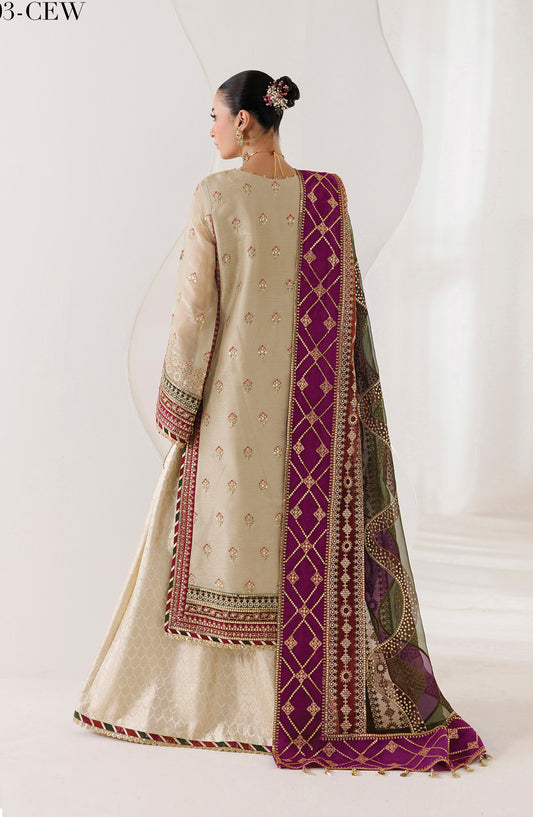 La Ruhe by Alizeh Embroidered Zari Unstitched 3 Piece Suit - 03 Cew - ALZ26LRH - Beige - Festive Collection